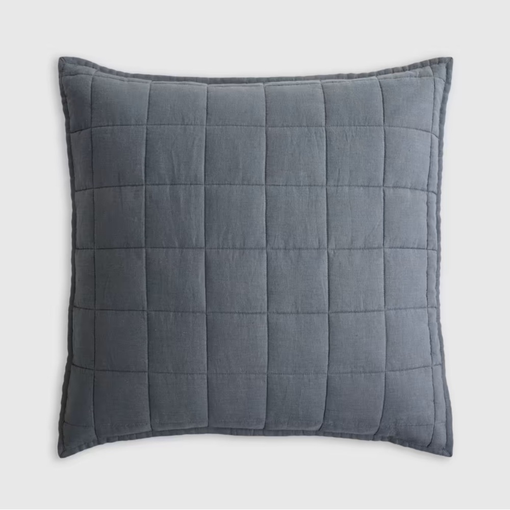 NWOT QUINCE European Linen Box Quilted Euro Sham Nightfall 5863